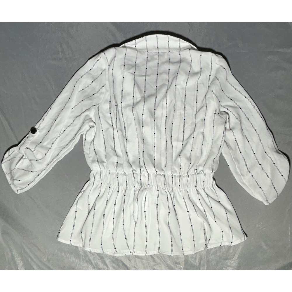 Sweet Rain White with Black Striped Thread Blouse Size Medium - Picture 2 of 11